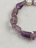 Amethyst Pearl Bracelet — freshwater pearl, amethyst freeform nuggets, am... | SENLORE