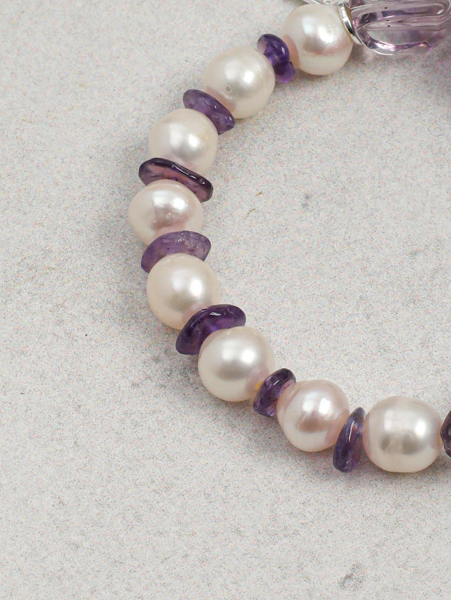 Amethyst Pearl Bracelet — freshwater pearl, amethyst freeform nuggets, am... | SENLORE
