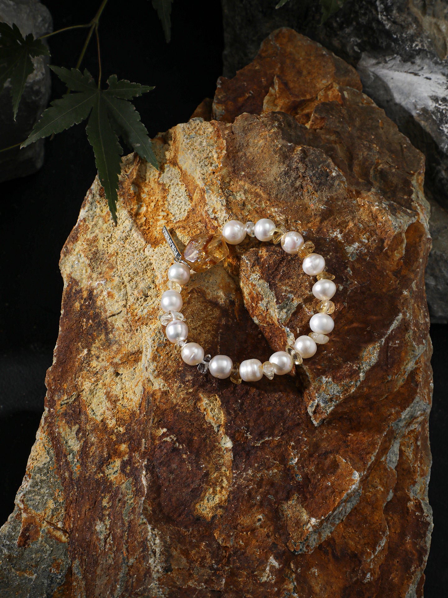 Prosperity Citrine Pearl Bracelet — freeform Brazilian citrine & citrine chip & S925 Sterling Silver | SENLORE