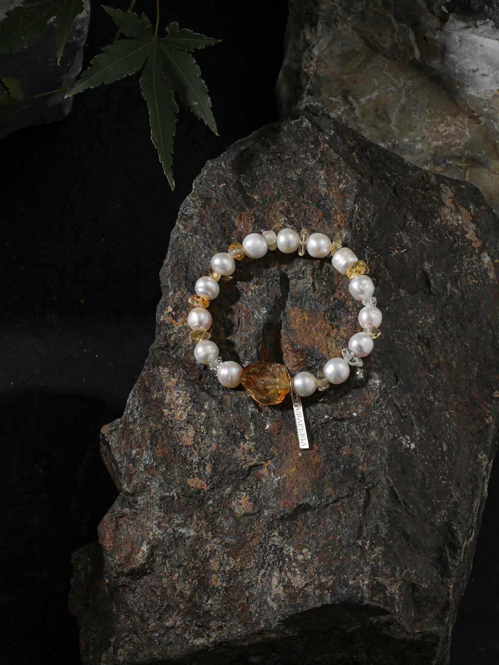 Prosperity Citrine Pearl Bracelet — freeform Brazilian citrine & citrine chip & S925 Sterling Silver | SENLORE