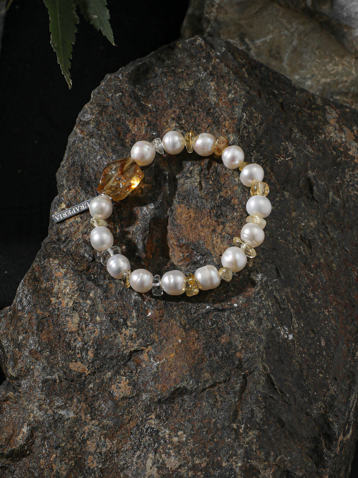 Prosperity Citrine Pearl Bracelet — freeform Brazilian citrine & citrine chip & S925 Sterling Silver | SENLORE