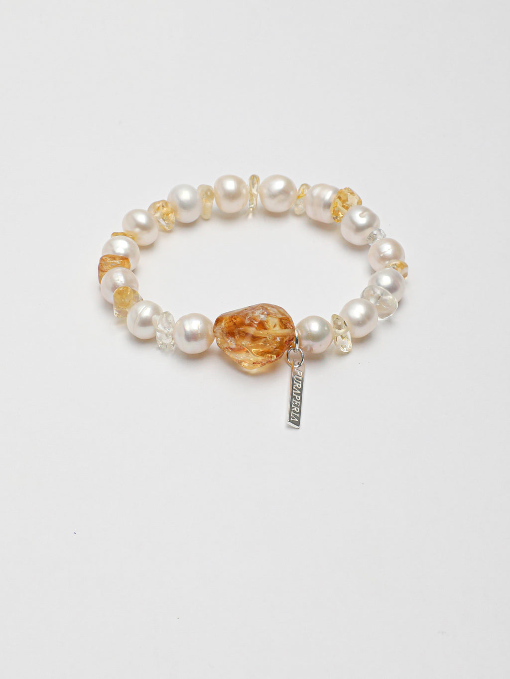 Prosperity Citrine Pearl Bracelet — freeform Brazilian citrine & citrine chip & S925 Sterling Silver | SENLORE