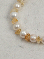 Prosperity Citrine Pearl Bracelet — freeform Brazilian citrine & citrine chip & S925 Sterling Silver | SENLORE