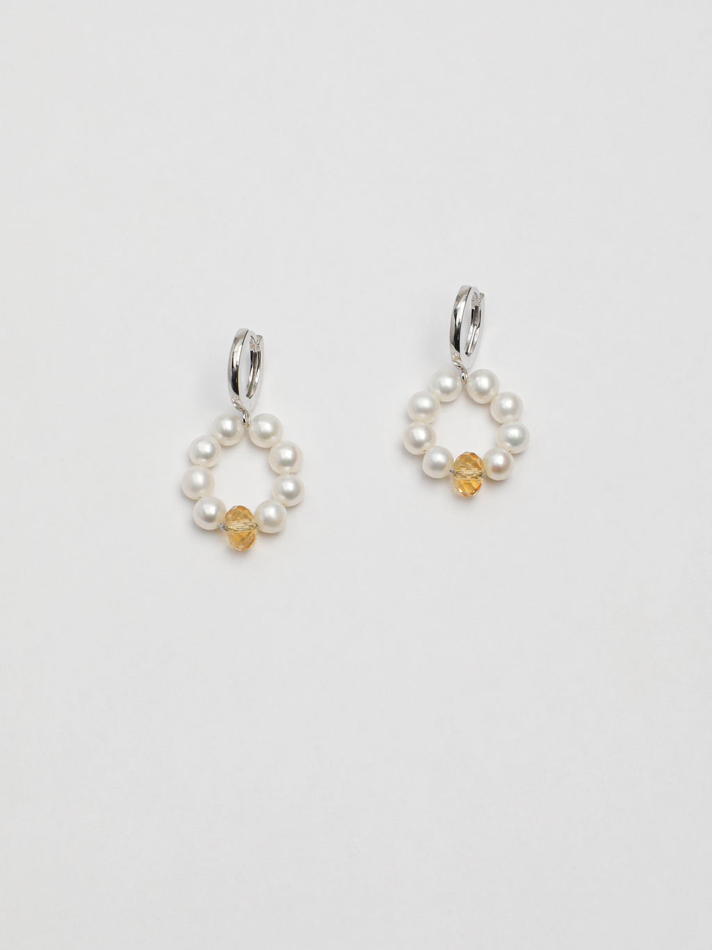 SENLORE Citrine & Pearl Earrings – Detail Close-up