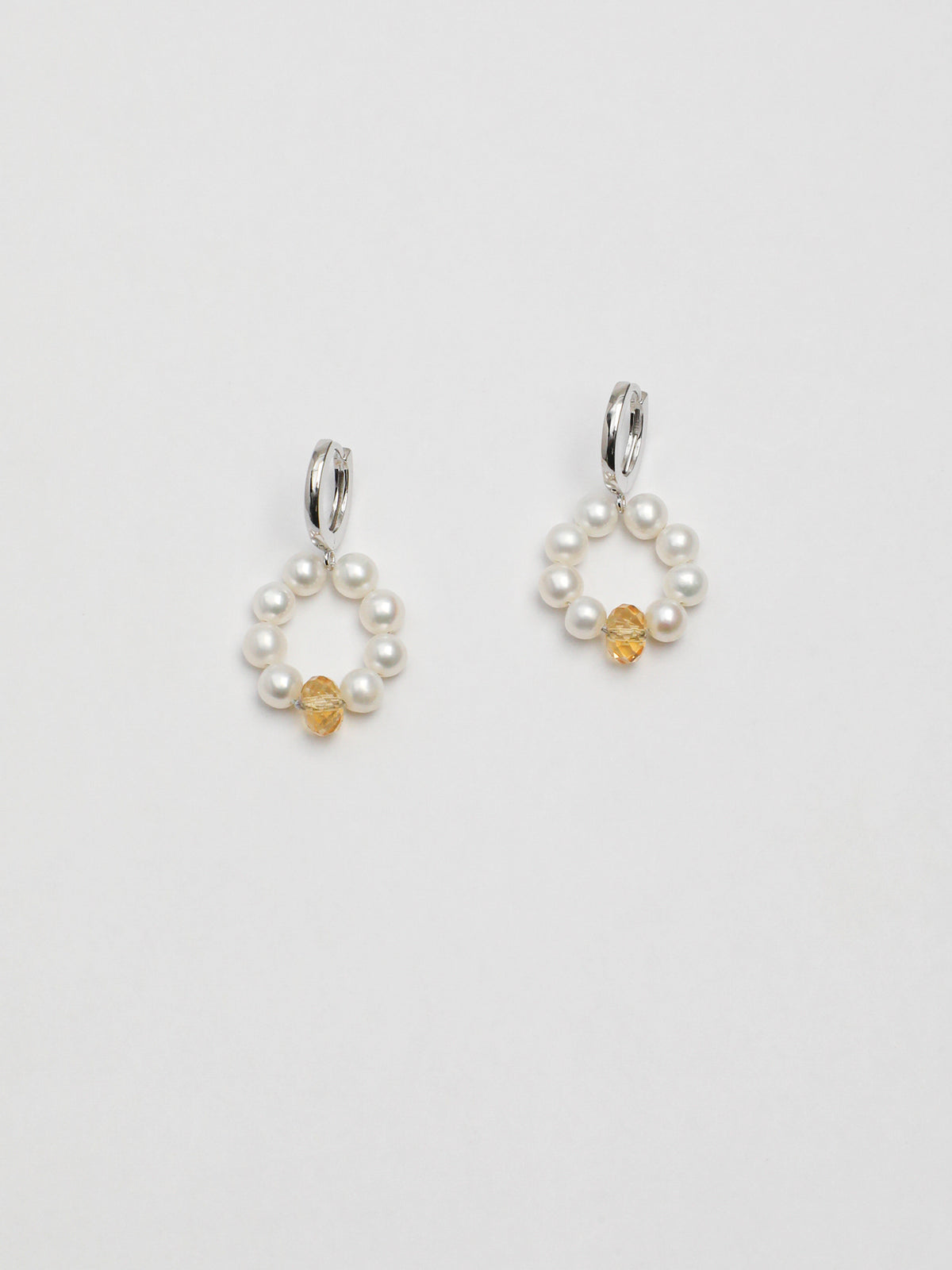 SENLORE Citrine & Pearl Earrings – Detail Close-up