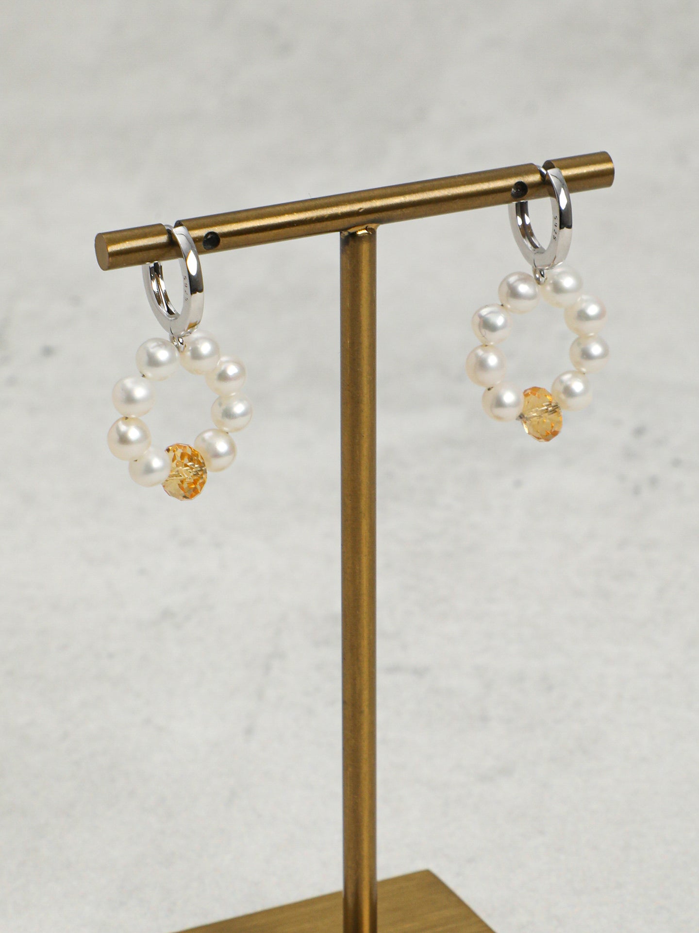 SENLORE Citrine & Pearl Earrings – Side View