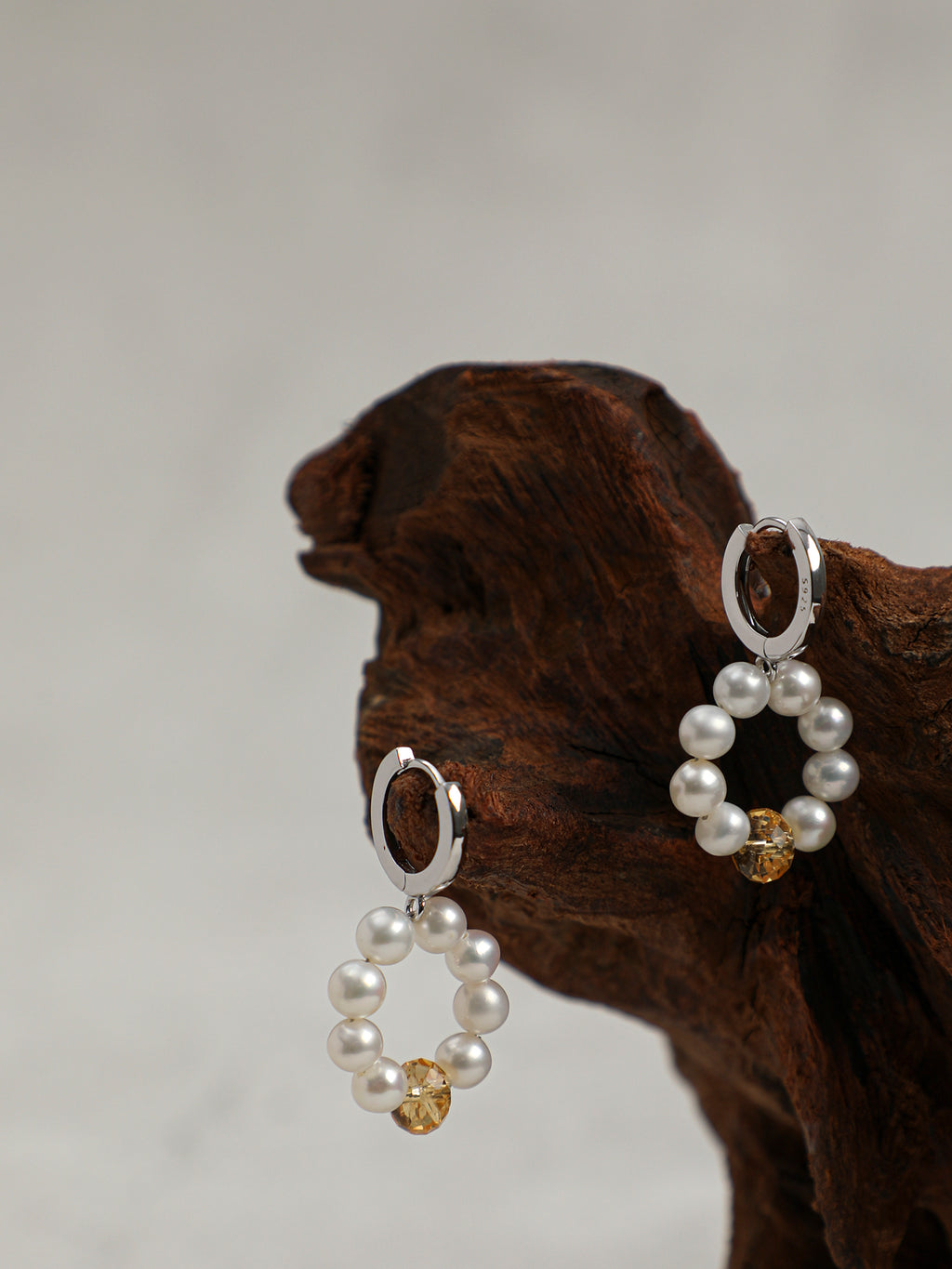 SENLORE Citrine & Pearl Earrings – Lifestyle Shot
