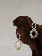 SENLORE Citrine & Pearl Earrings – Lifestyle Shot
