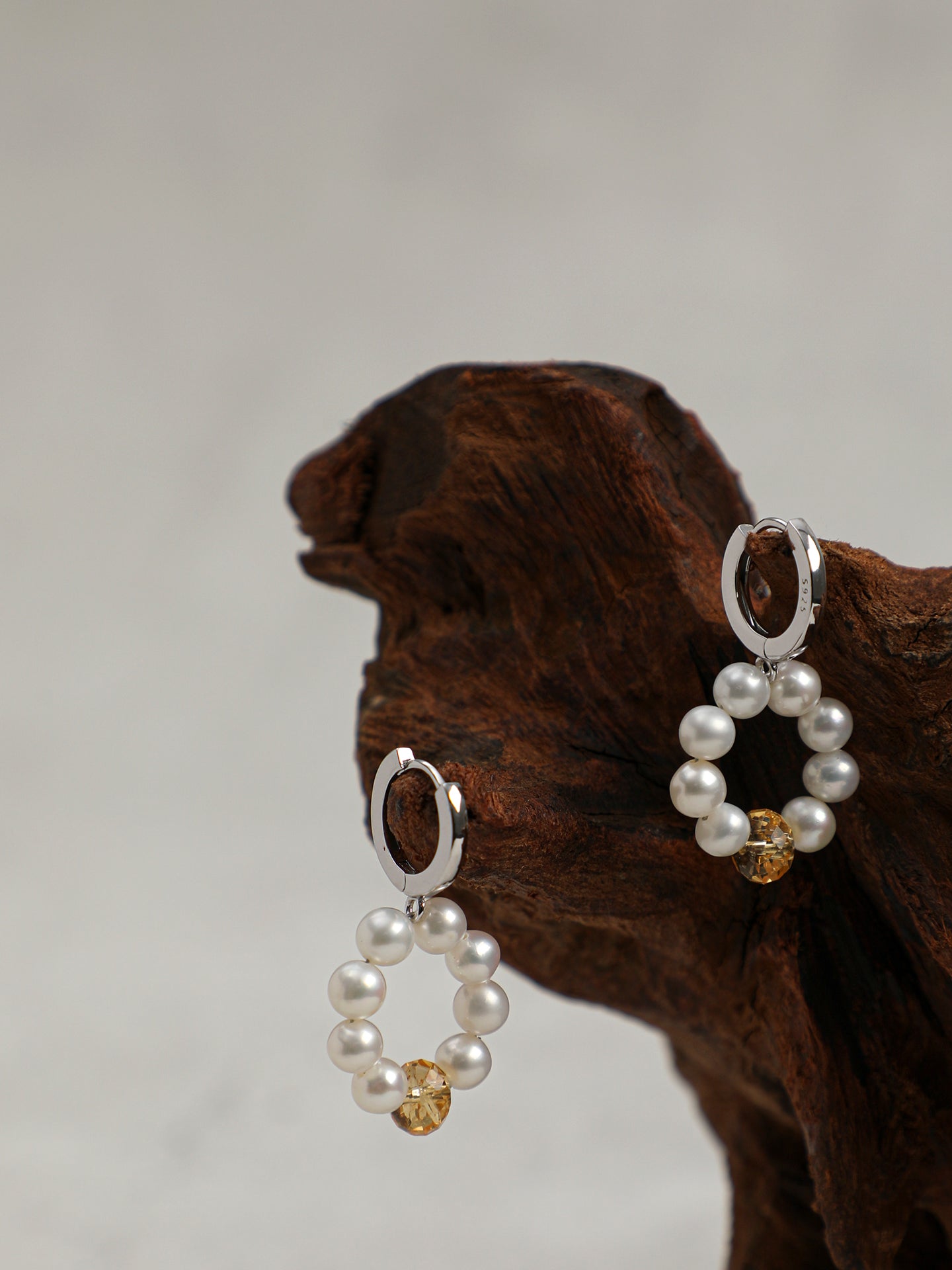 SENLORE Citrine & Pearl Earrings – Lifestyle Shot