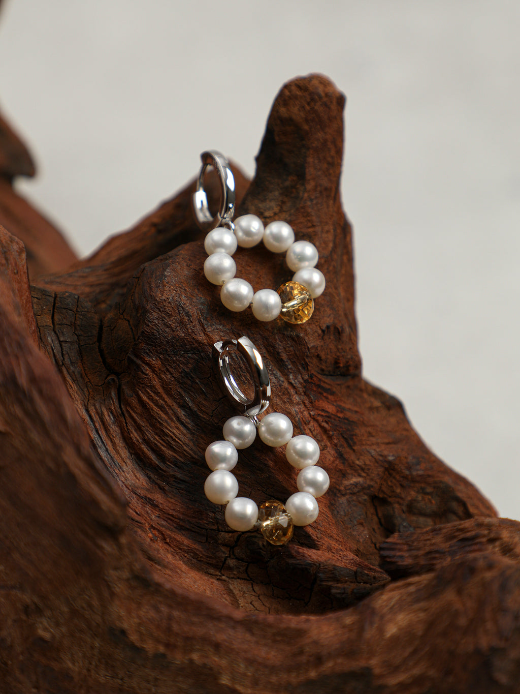 SENLORE Citrine & Pearl Earrings – Lifestyle Shot