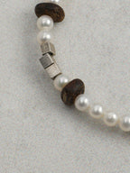 Tiger's Eye Spotted Stone Bracelet — yellow tiger's eye seed bead & spotted disc stone & S925 Sterling Silver | SENLORE