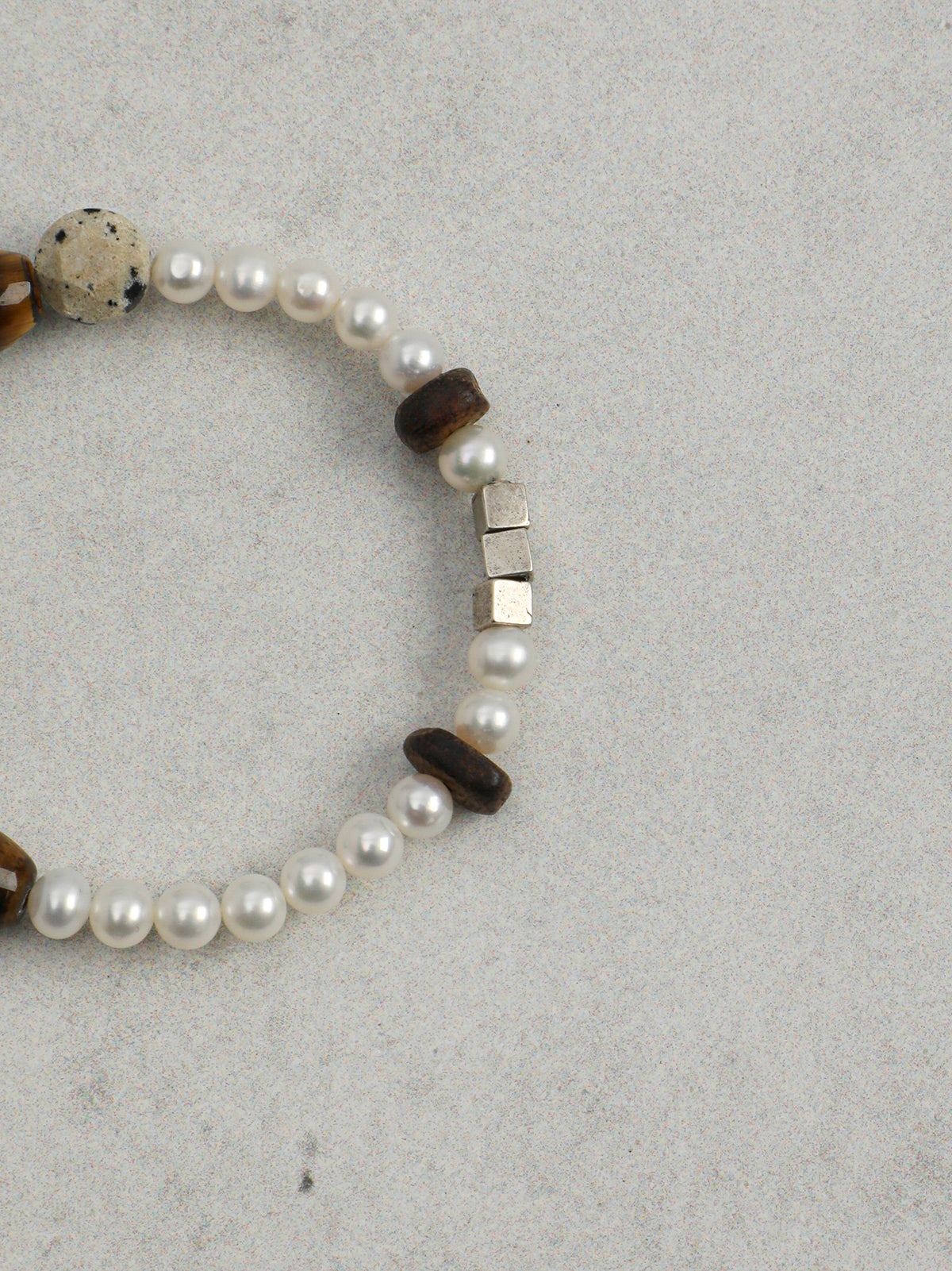 Tiger's Eye Spotted Stone Bracelet — yellow tiger's eye seed bead & spotted disc stone & S925 Sterling Silver | SENLORE