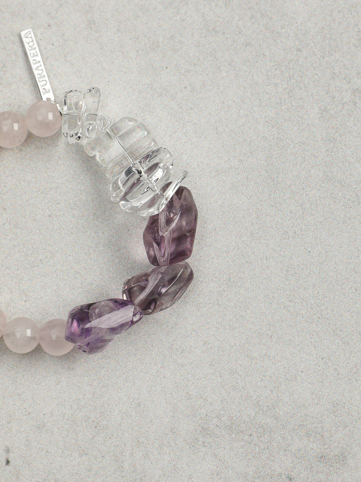Amethyst Fire Element Bracelet — freeform amethyst & fang bead & S925 Sterling Silver | SENLORE