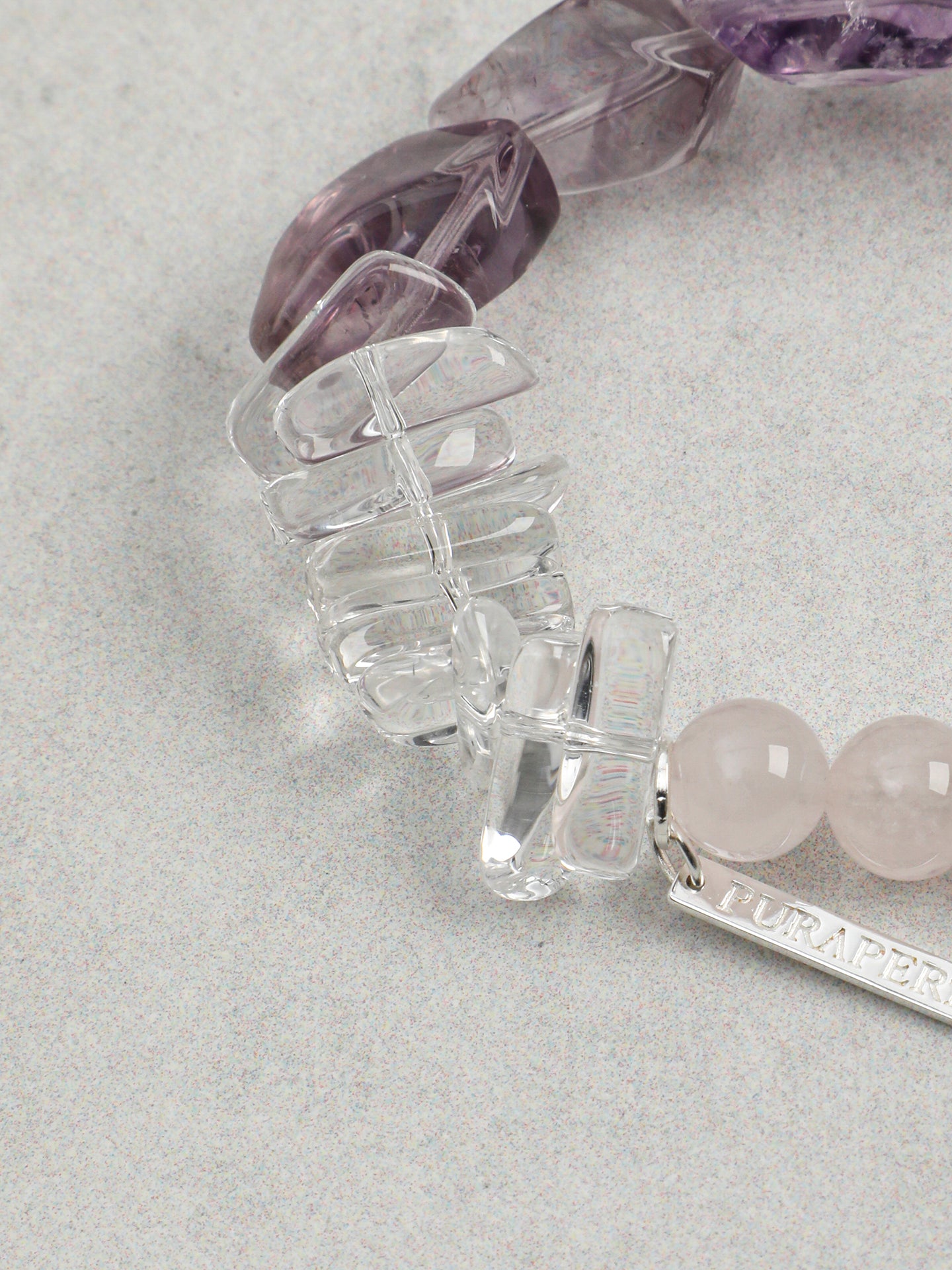 Amethyst Fire Element Bracelet — freeform amethyst & fang bead & S925 Sterling Silver | SENLORE