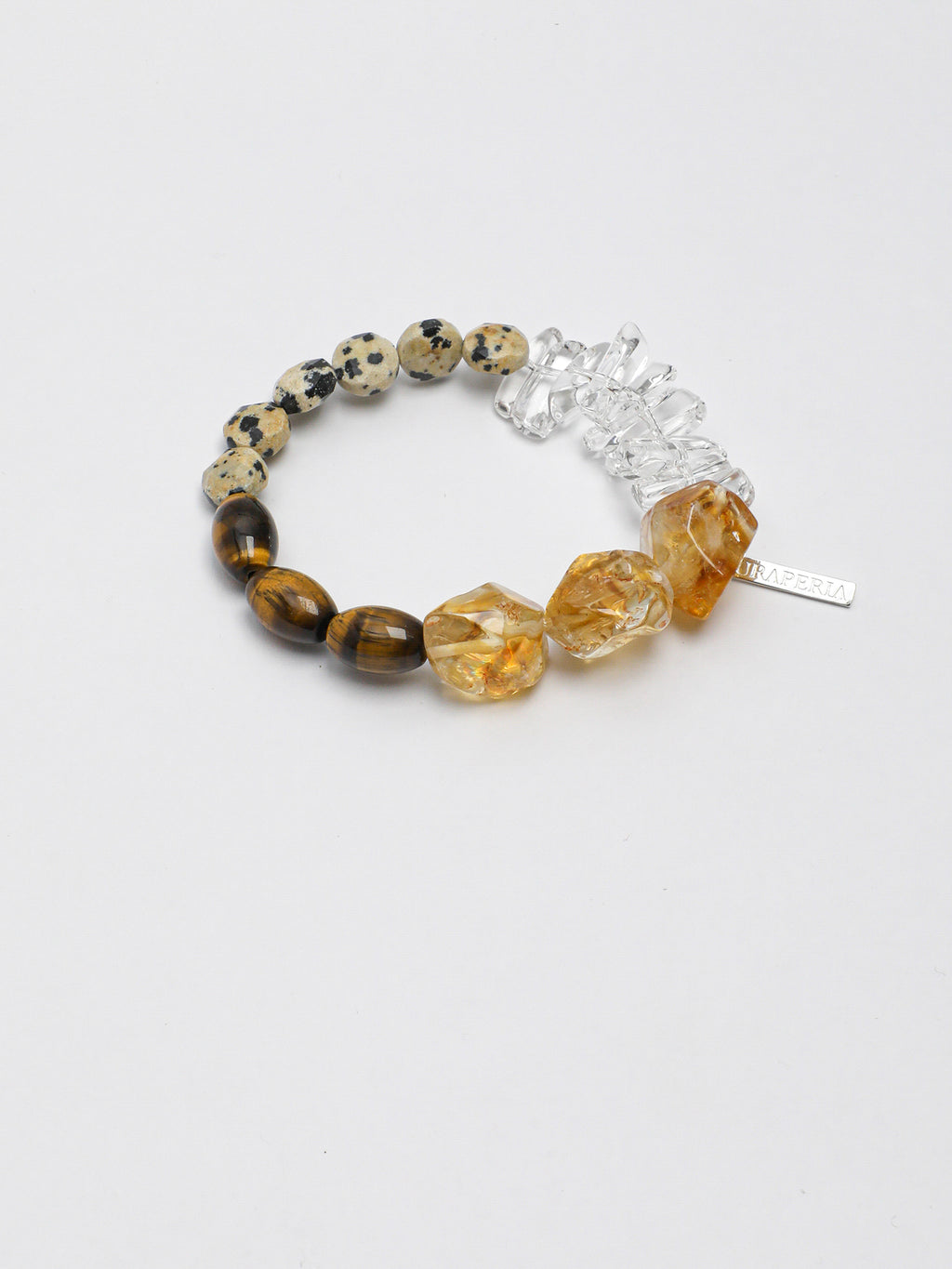 Citrine Tiger's Eye Earth Element Bracelet — freeform Brazilian citrine & spotted disc stone & S925 Sterling Silver | SENLORE