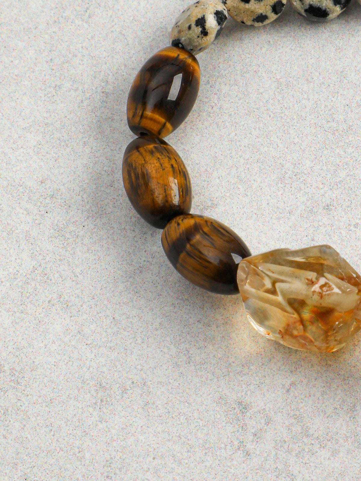 Citrine Tiger's Eye Earth Element Bracelet — freeform Brazilian citrine & spotted disc stone & S925 Sterling Silver | SENLORE