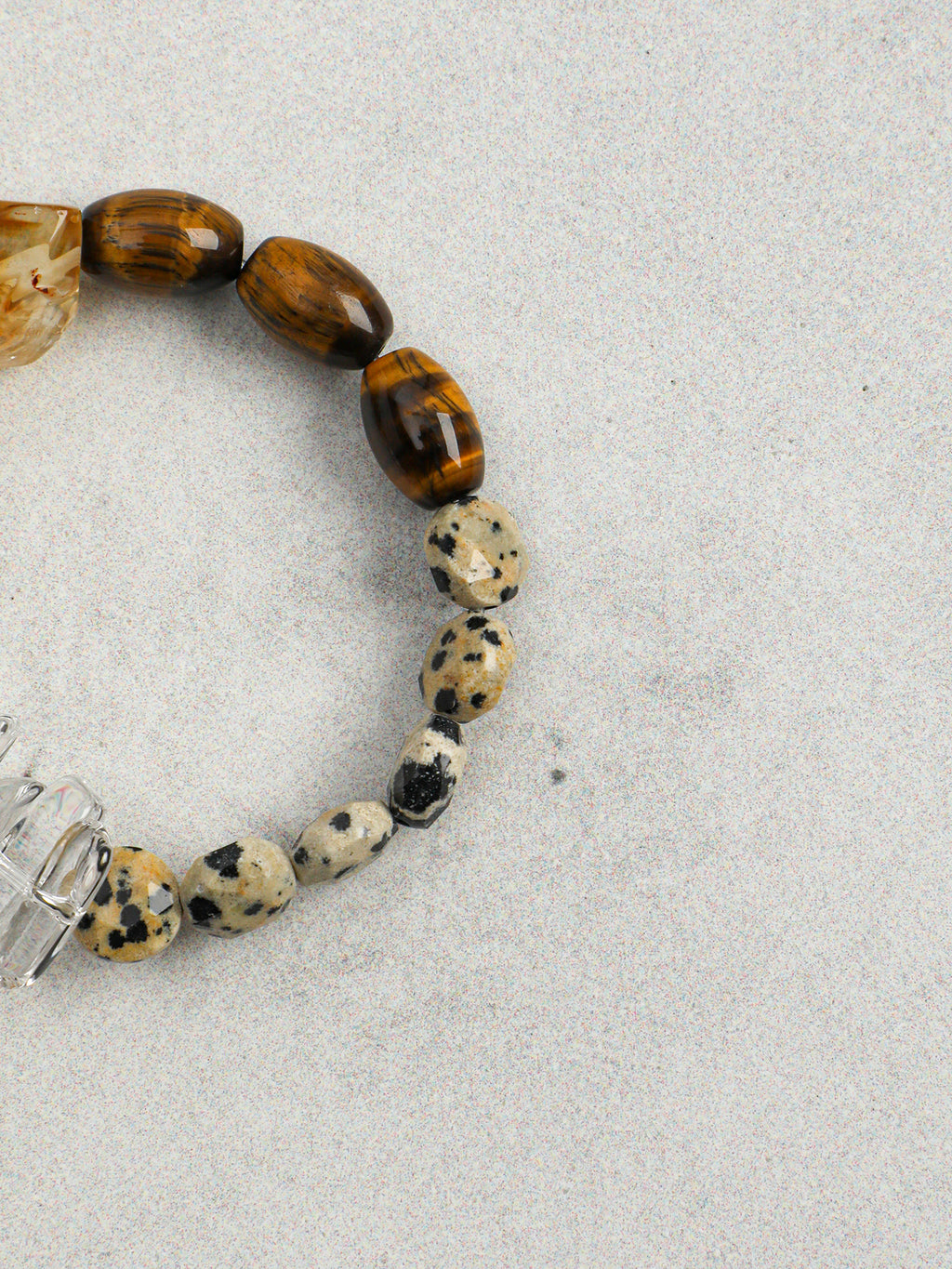 Citrine Tiger's Eye Earth Element Bracelet — freeform Brazilian citrine & spotted disc stone & S925 Sterling Silver | SENLORE
