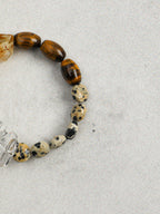 Citrine Tiger's Eye Earth Element Bracelet — freeform Brazilian citrine & spotted disc stone & S925 Sterling Silver | SENLORE