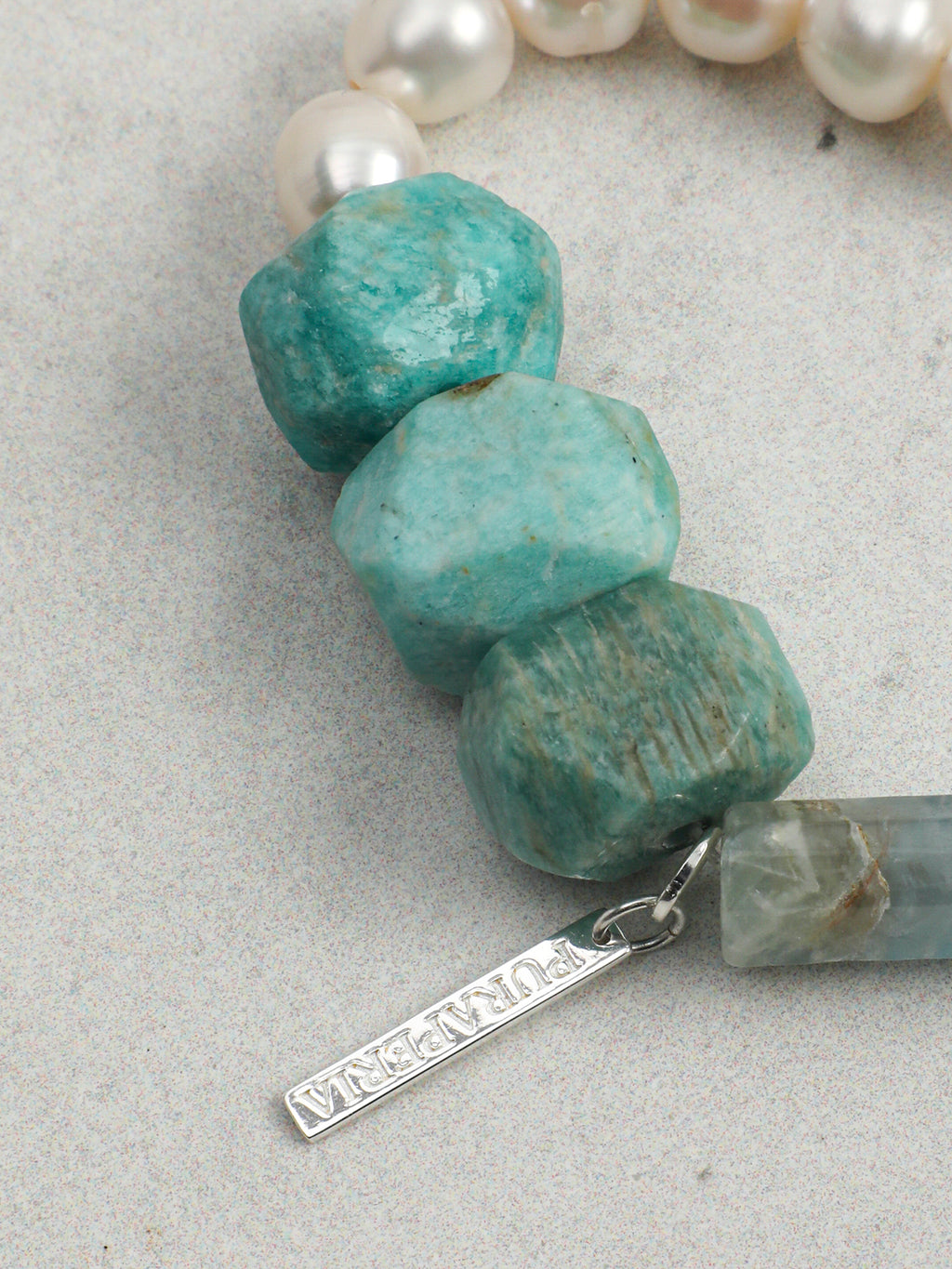 Blue Lake Water Element Bracelet — large freeform amazonite & blue lace stone & S925 Sterling Silver | SENLORE