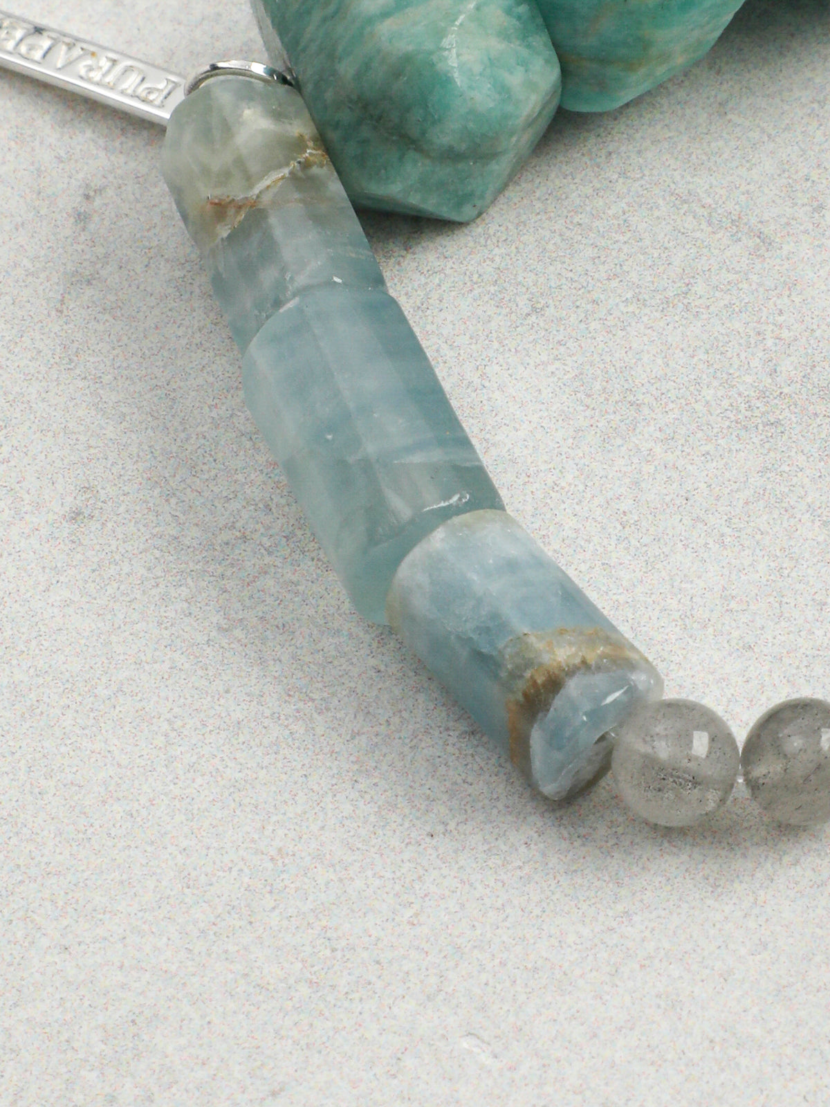 Blue Lake Water Element Bracelet — large freeform amazonite & blue lace stone & S925 Sterling Silver | SENLORE