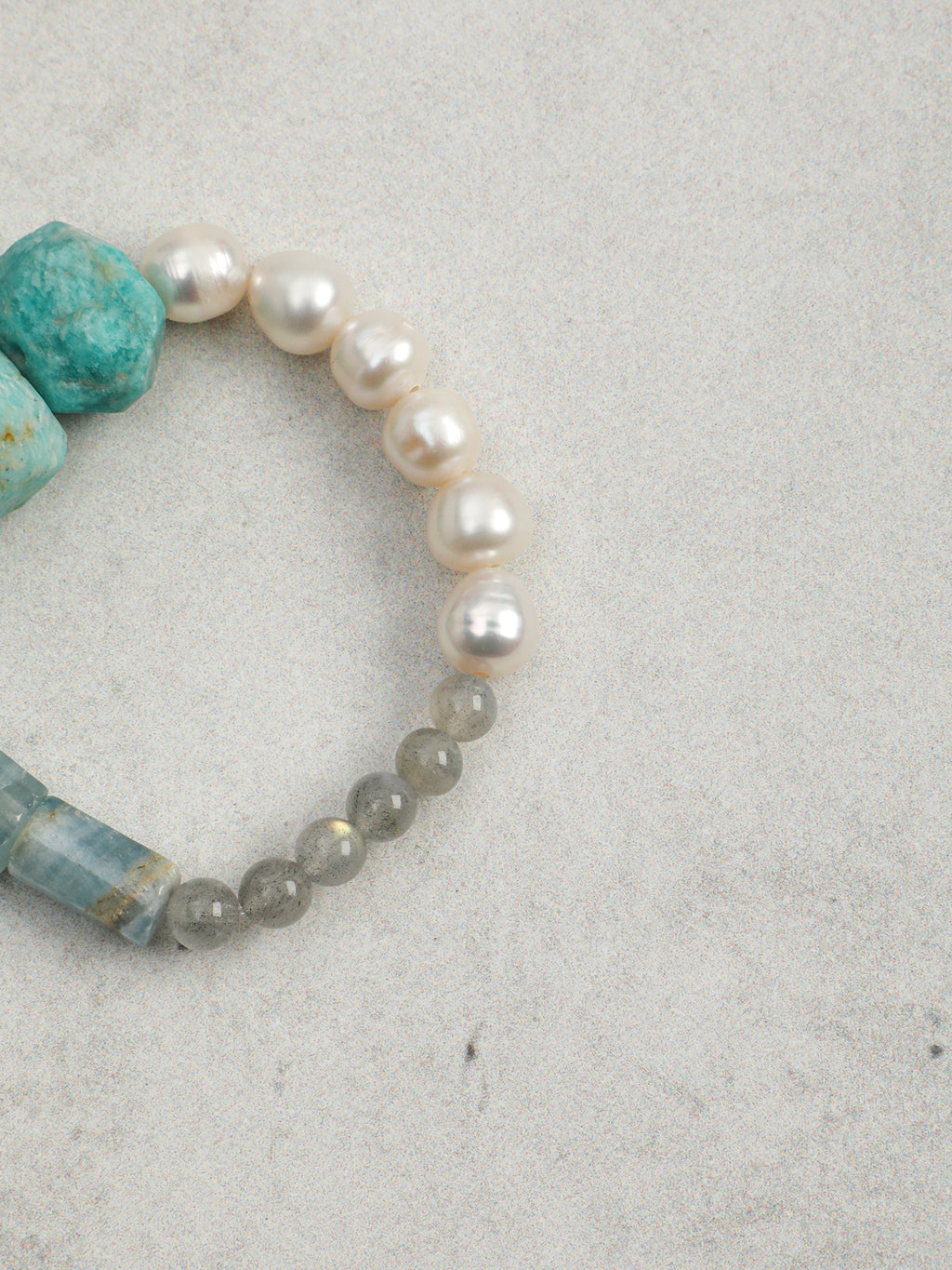 Blue Lake Water Element Bracelet — large freeform amazonite & blue lace stone & S925 Sterling Silver | SENLORE