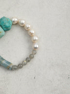 Blue Lake Water Element Bracelet — large freeform amazonite & blue lace stone & S925 Sterling Silver | SENLORE