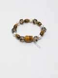 Tiger's Eye Smoky Quartz Bracelet — smoky quartz hexagon & square faceted yellow tiger's eye & S925 Sterling Silver | SENLORE