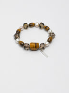 Tiger's Eye Smoky Quartz Bracelet — smoky quartz hexagon & square faceted yellow tiger's eye & S925 Sterling Silver | SENLORE