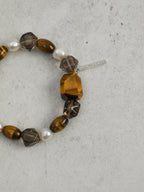 Tiger's Eye Smoky Quartz Bracelet — smoky quartz hexagon & square faceted yellow tiger's eye & S925 Sterling Silver | SENLORE