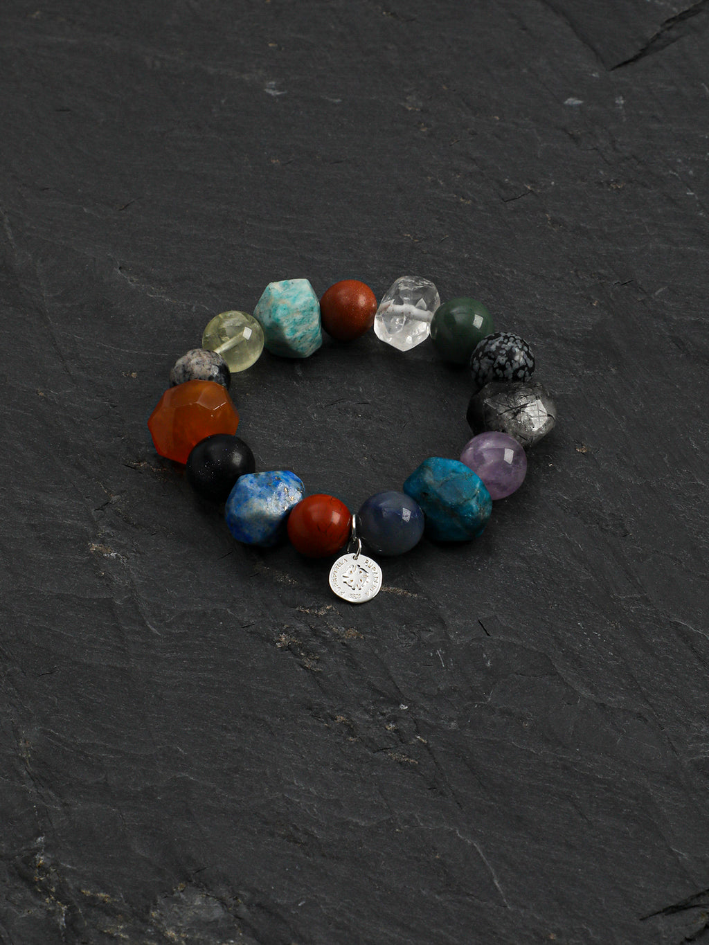 Garden in Full Bloom Multi-Gemstone Bracelet — blue tiger's eye, blue apatite, amethyst, black ruti... | SENLORE