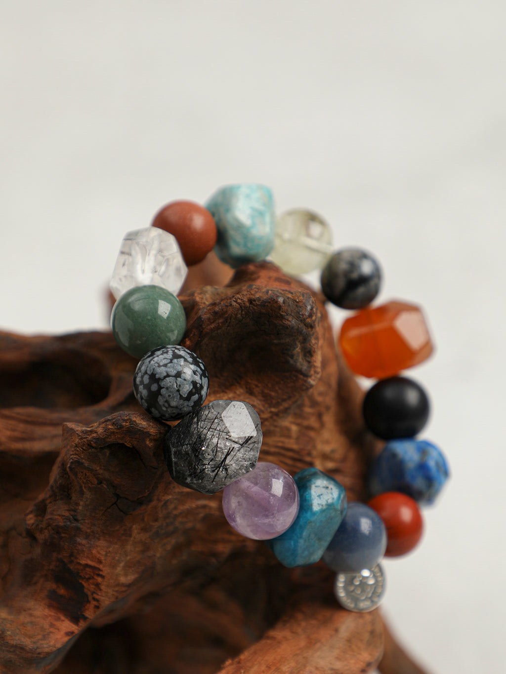 Garden in Full Bloom Multi-Gemstone Bracelet — blue tiger's eye, blue apatite, amethyst, black ruti... | SENLORE
