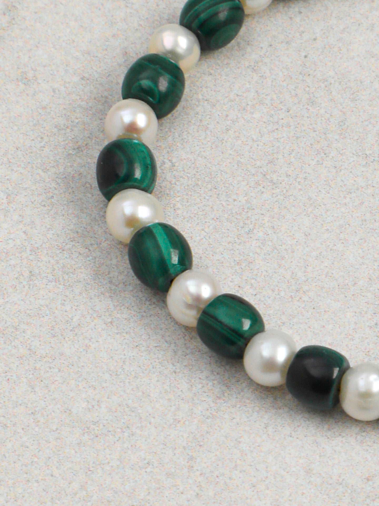 Malachite & Aloeswood Pearl Bracelet — premium aloeswood chips, malachite disc beads, short... | SENLORE