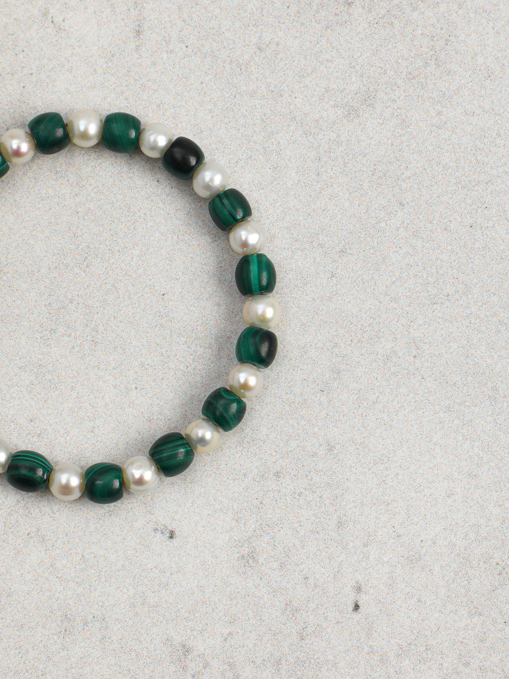 Malachite & Aloeswood Pearl Bracelet — premium aloeswood chips, malachite disc beads, short... | SENLORE