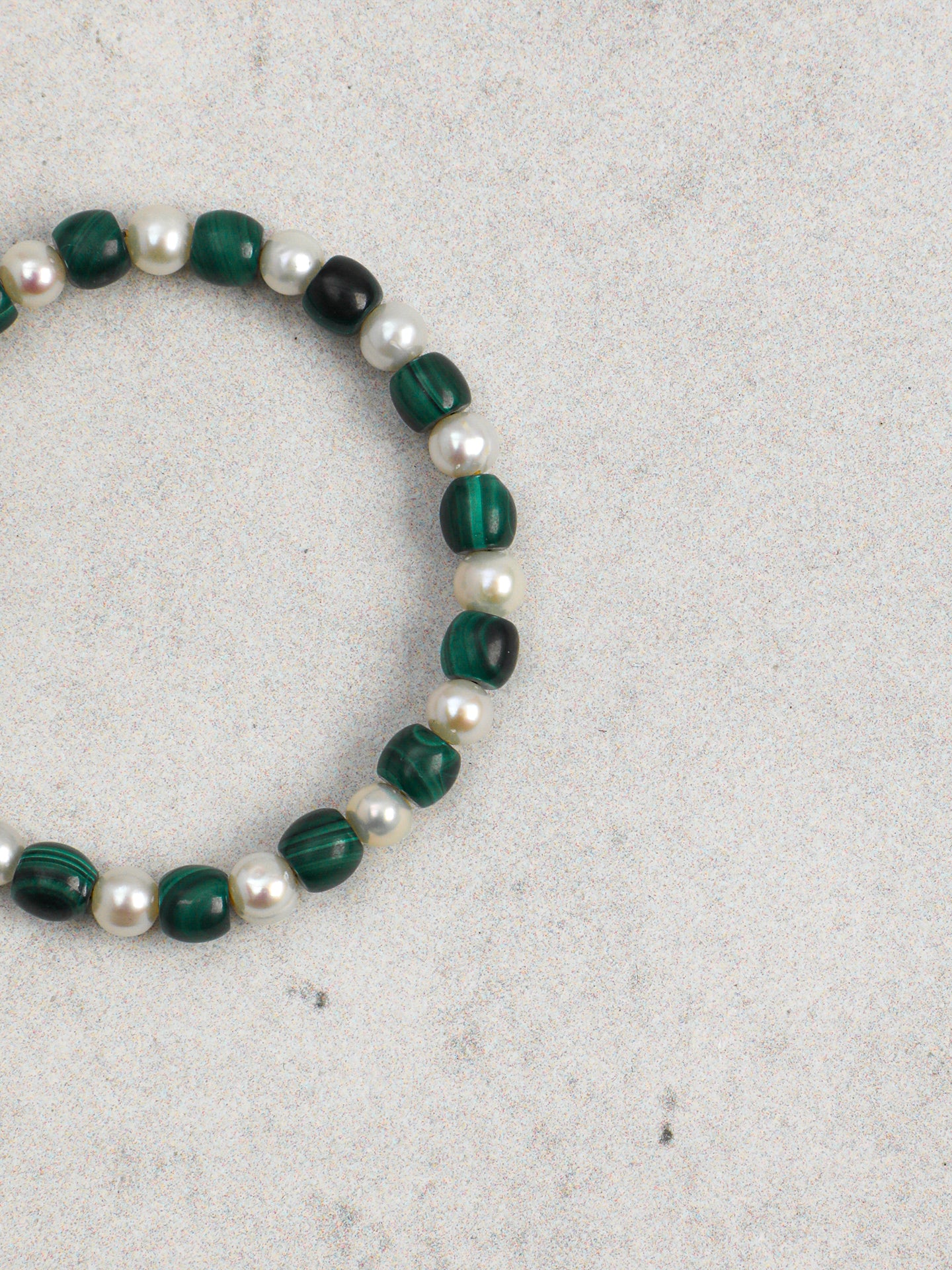 Malachite & Aloeswood Pearl Bracelet — premium aloeswood chips, malachite disc beads, short... | SENLORE