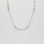 Minimalist Chain-Link Pearl Necklace — natural freshwater pearl, S925 silver clasp, sterlin... | SENLORE