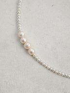 Minimalist Chain-Link Pearl Necklace — natural freshwater pearl, S925 silver clasp, sterlin... | SENLORE