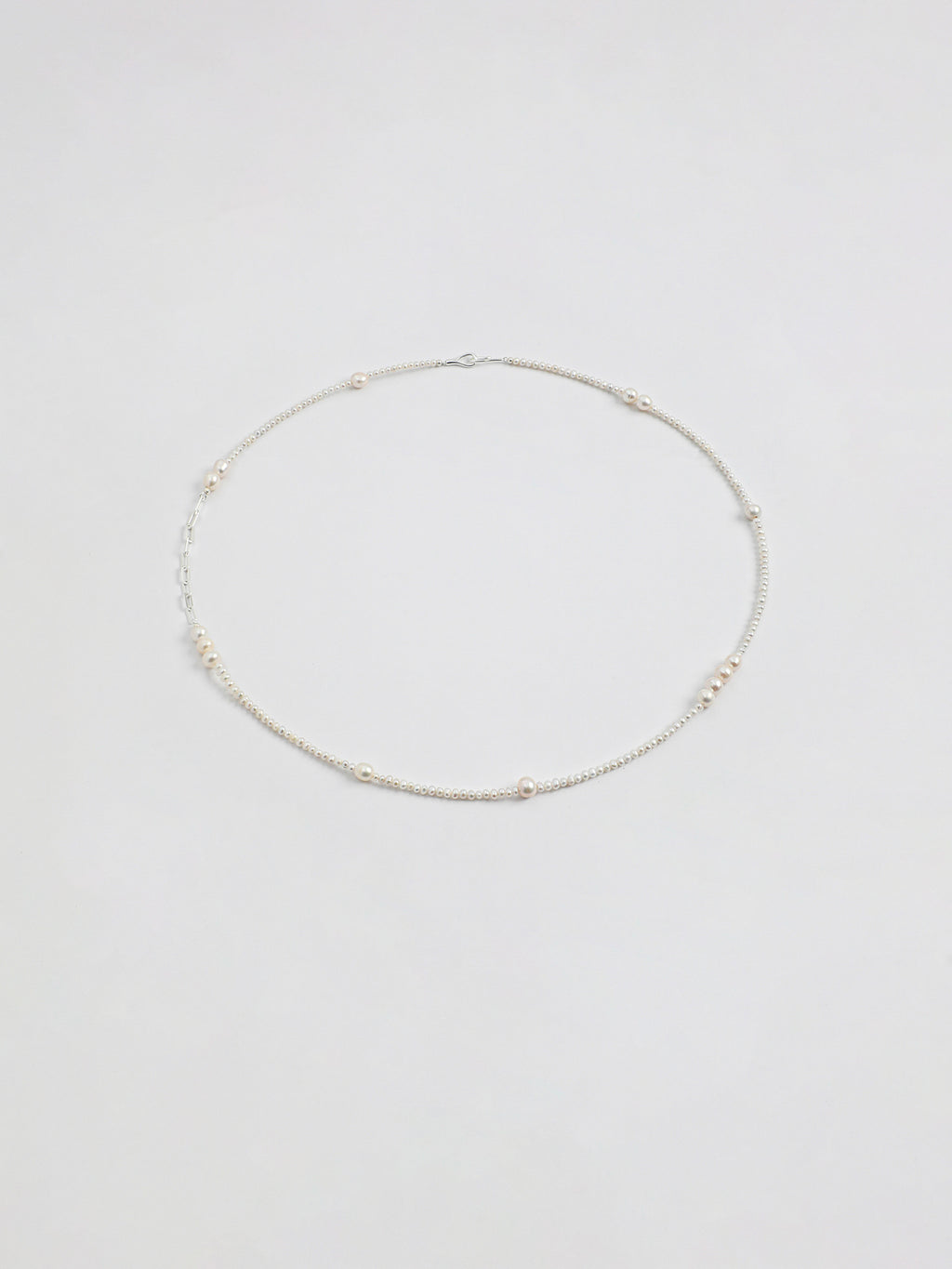 Minimalist Chain-Link Pearl Necklace — natural freshwater pearl, S925 silver clasp, sterlin... | SENLORE