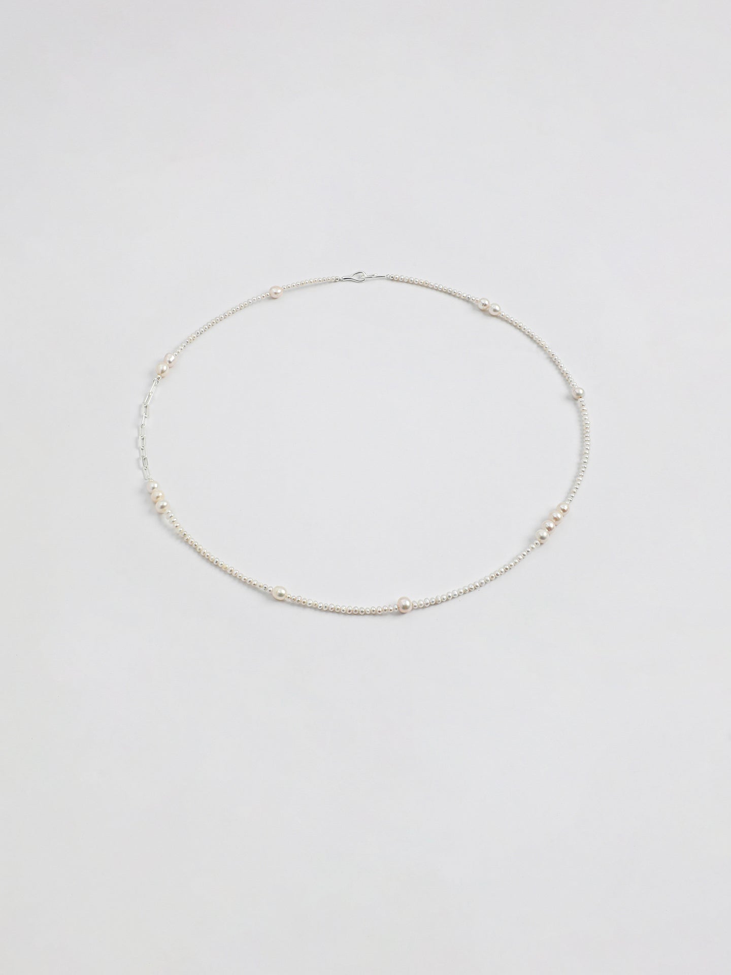 Minimalist Chain-Link Pearl Necklace — natural freshwater pearl, S925 silver clasp, sterlin... | SENLORE
