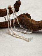 Minimalist Chain-Link Pearl Necklace — natural freshwater pearl, S925 silver clasp, sterlin... | SENLORE