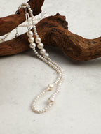 Minimalist Chain-Link Pearl Necklace — natural freshwater pearl, S925 silver clasp, sterlin... | SENLORE