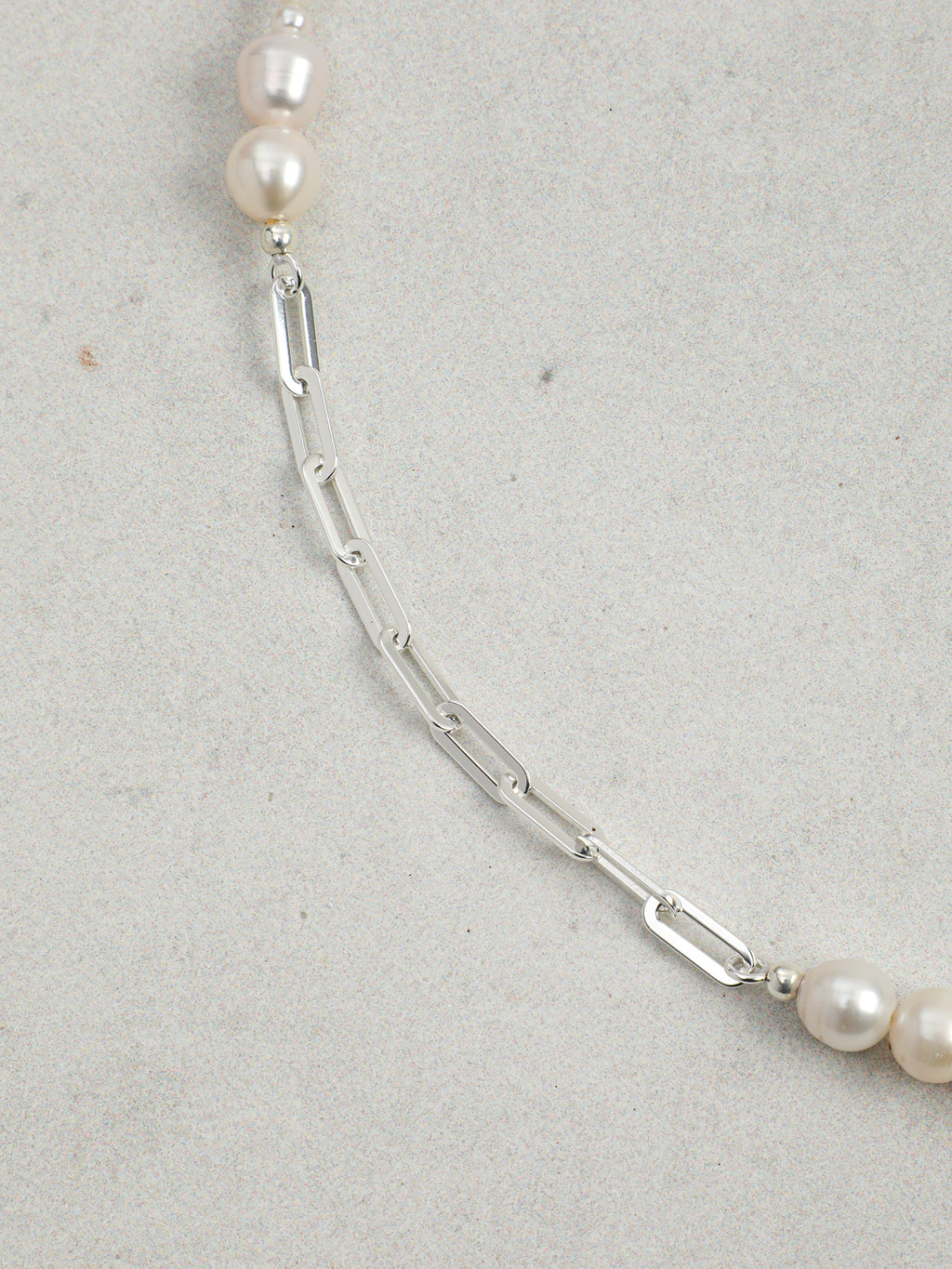 Minimalist Chain-Link Pearl Necklace — natural freshwater pearl, S925 silver clasp, sterlin... | SENLORE