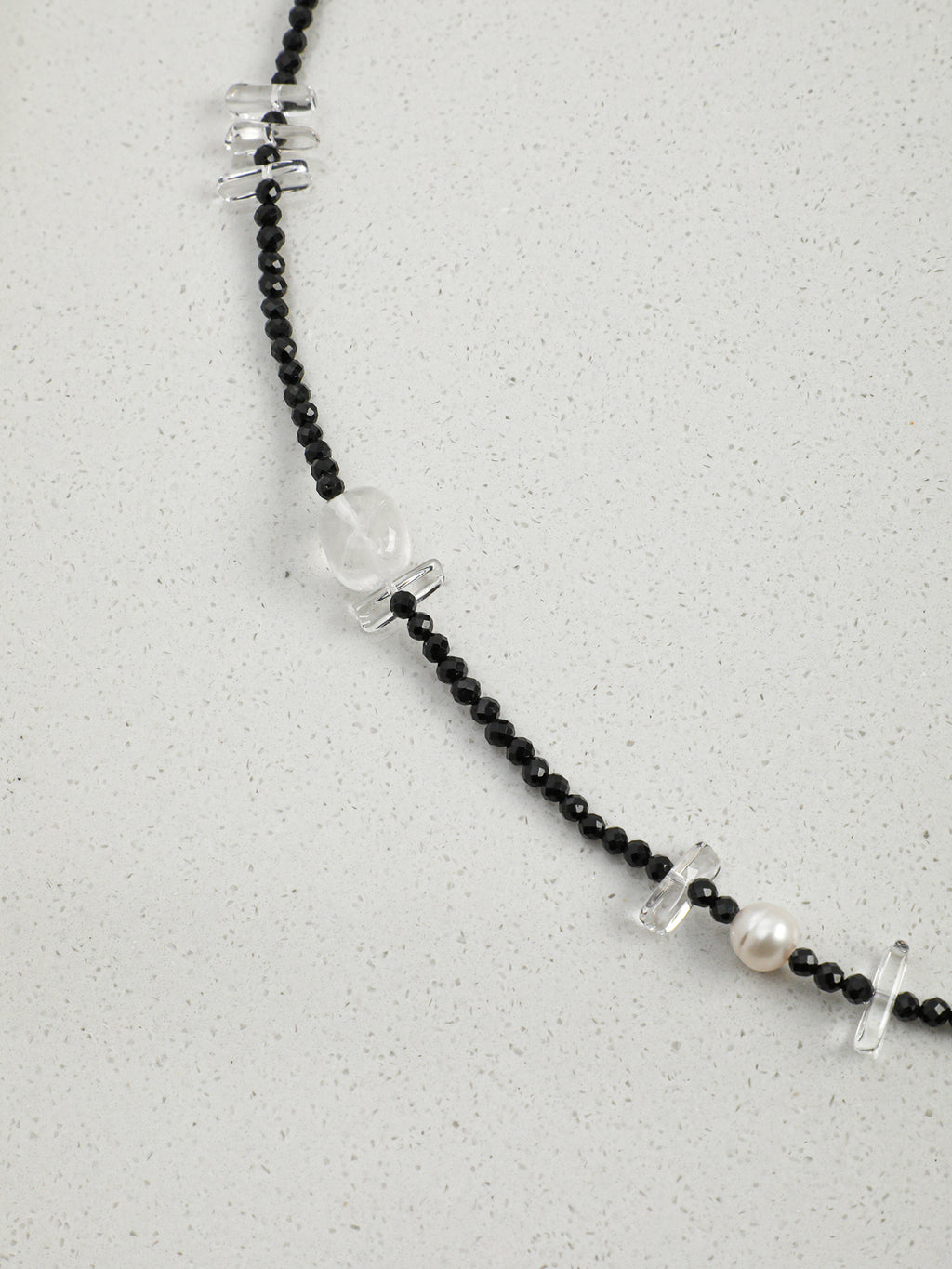 SENLORE Minimalist Black Tourmaline Clear Quartz Necklace – Lifestyle Shot