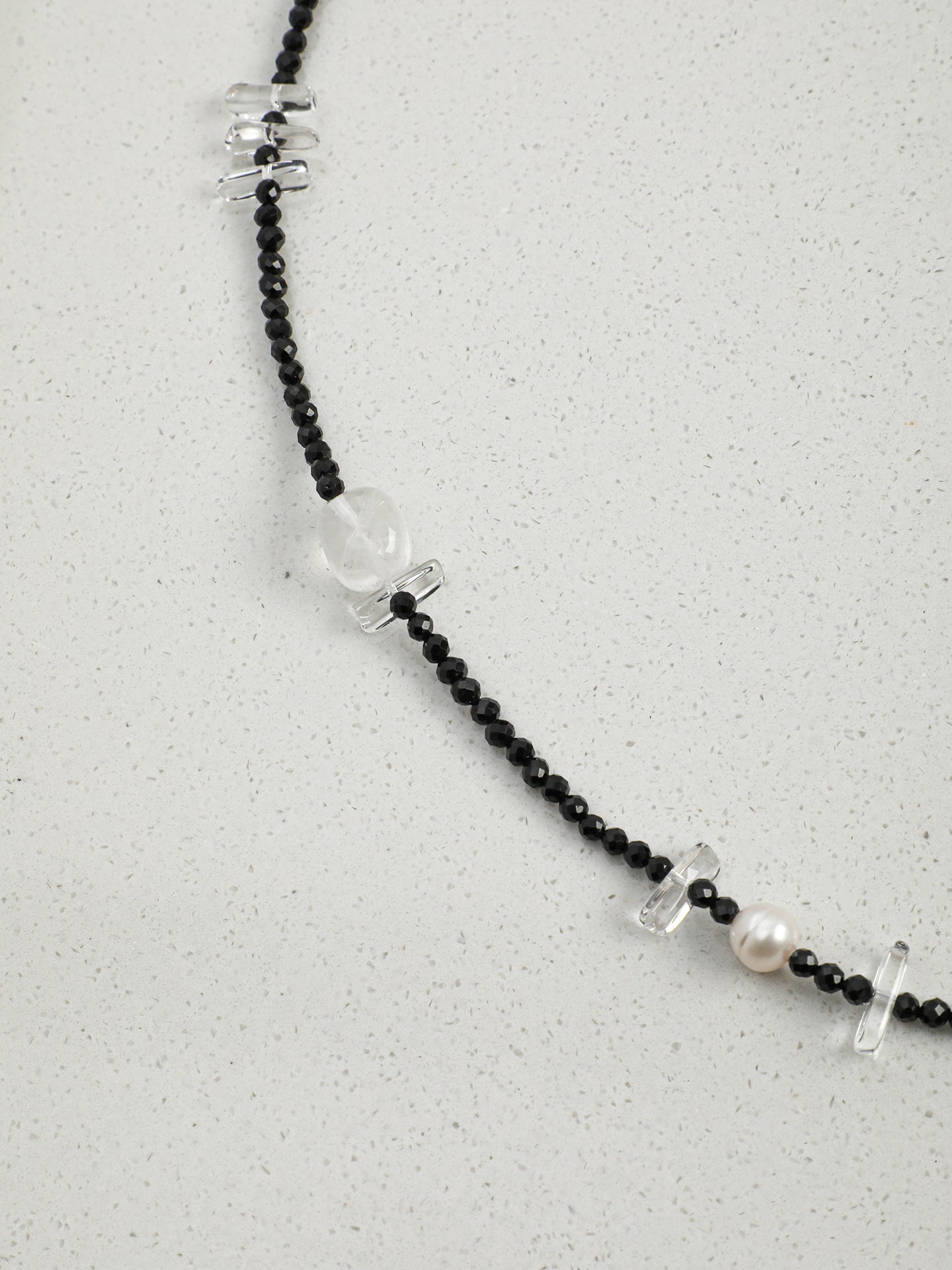 SENLORE Minimalist Black Tourmaline Clear Quartz Necklace – Lifestyle Shot