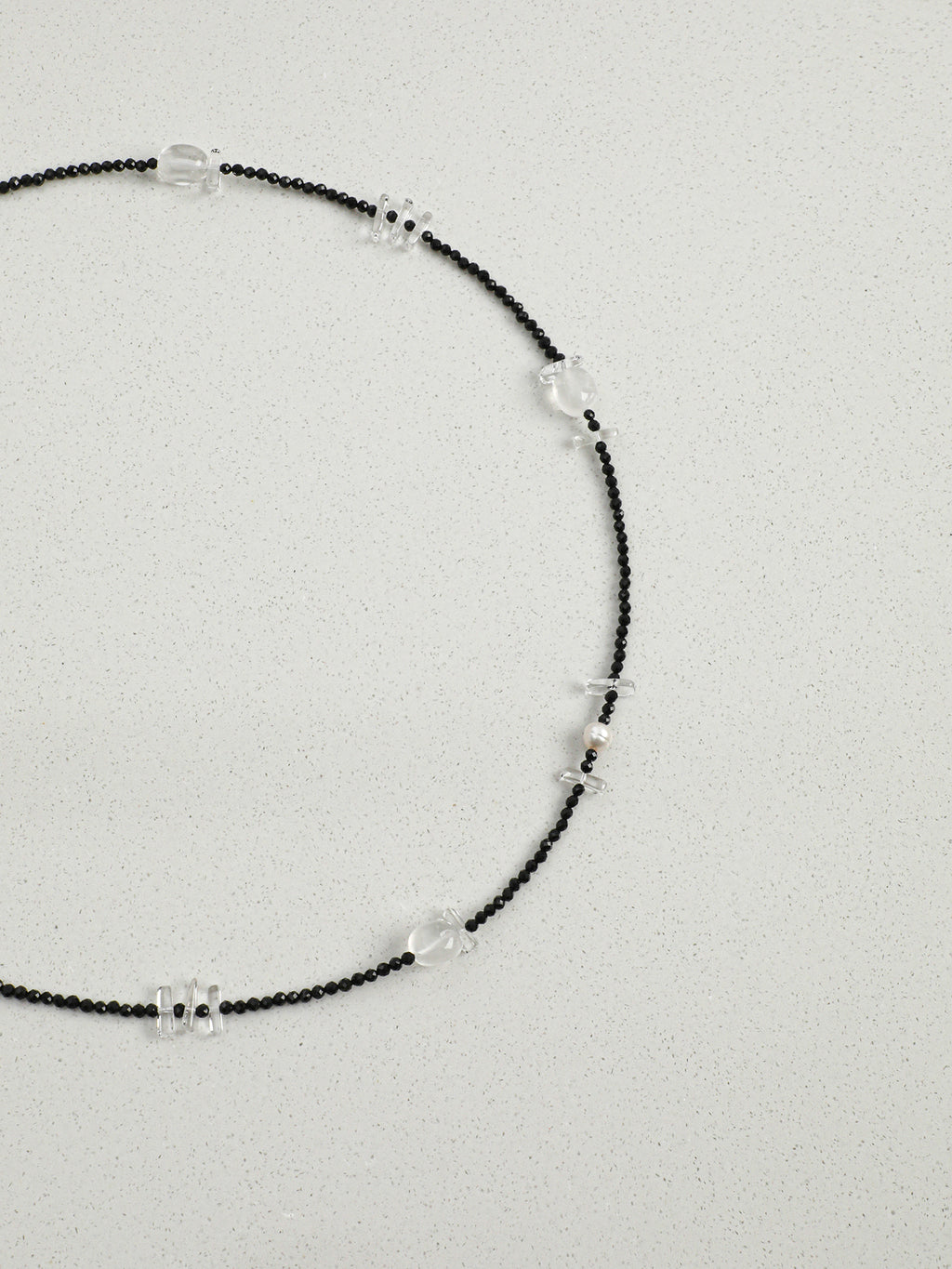 SENLORE Minimalist Black Tourmaline Clear Quartz Necklace – Lifestyle Shot