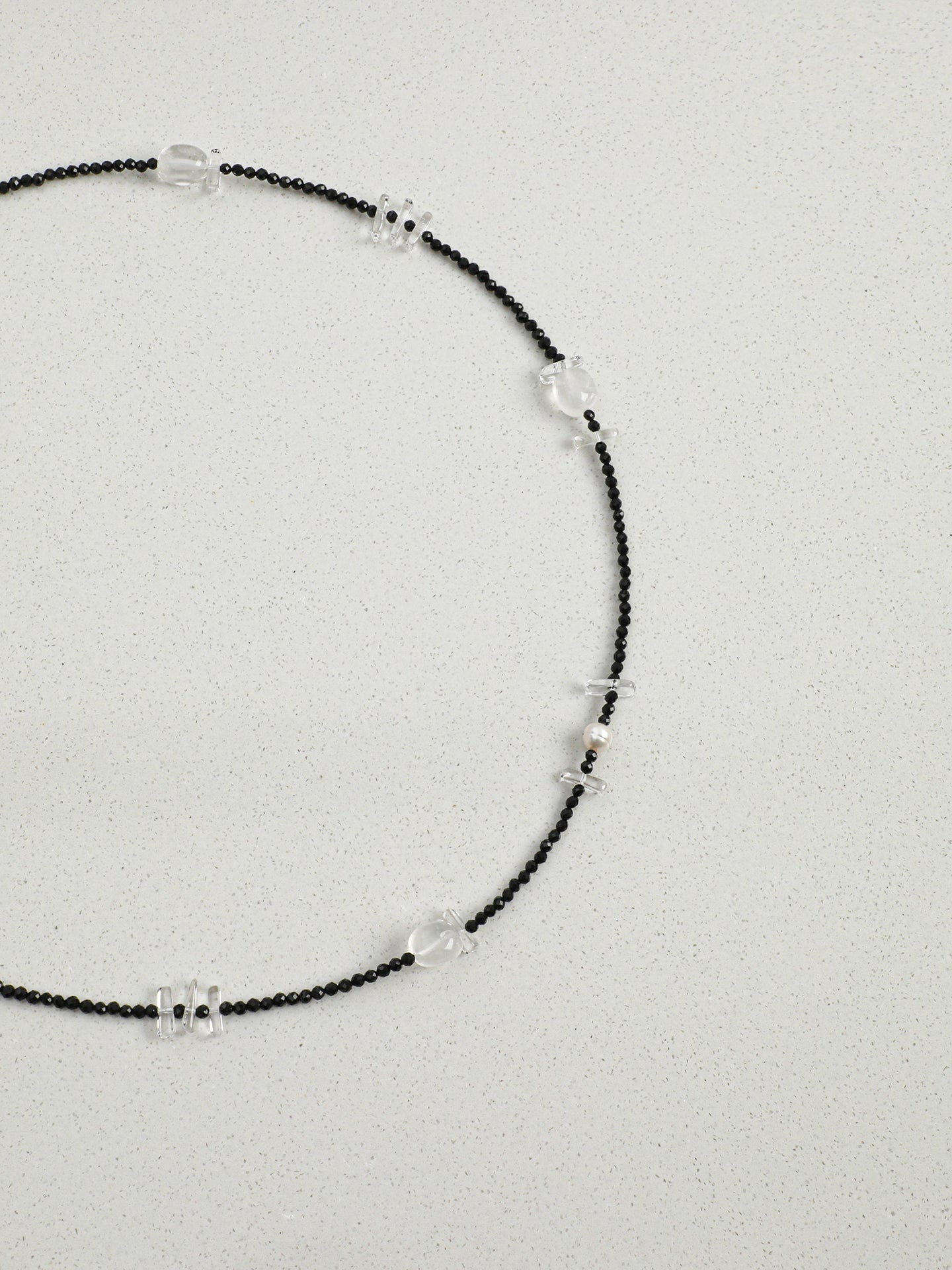 SENLORE Minimalist Black Tourmaline Clear Quartz Necklace – Lifestyle Shot