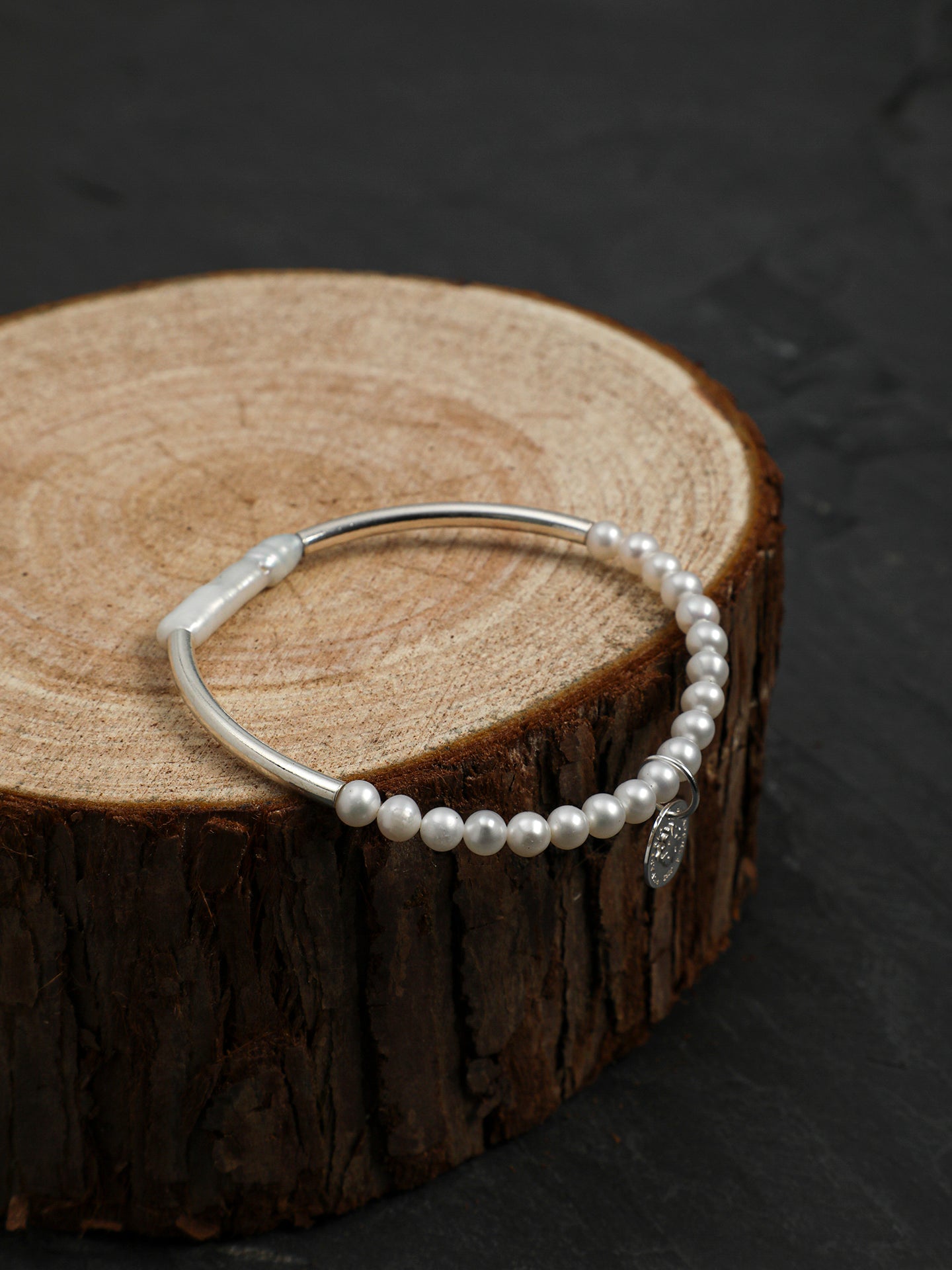 Silver Tube Pearl Bracelet — short seed pearl & S925 Sterling Silver | SENLORE