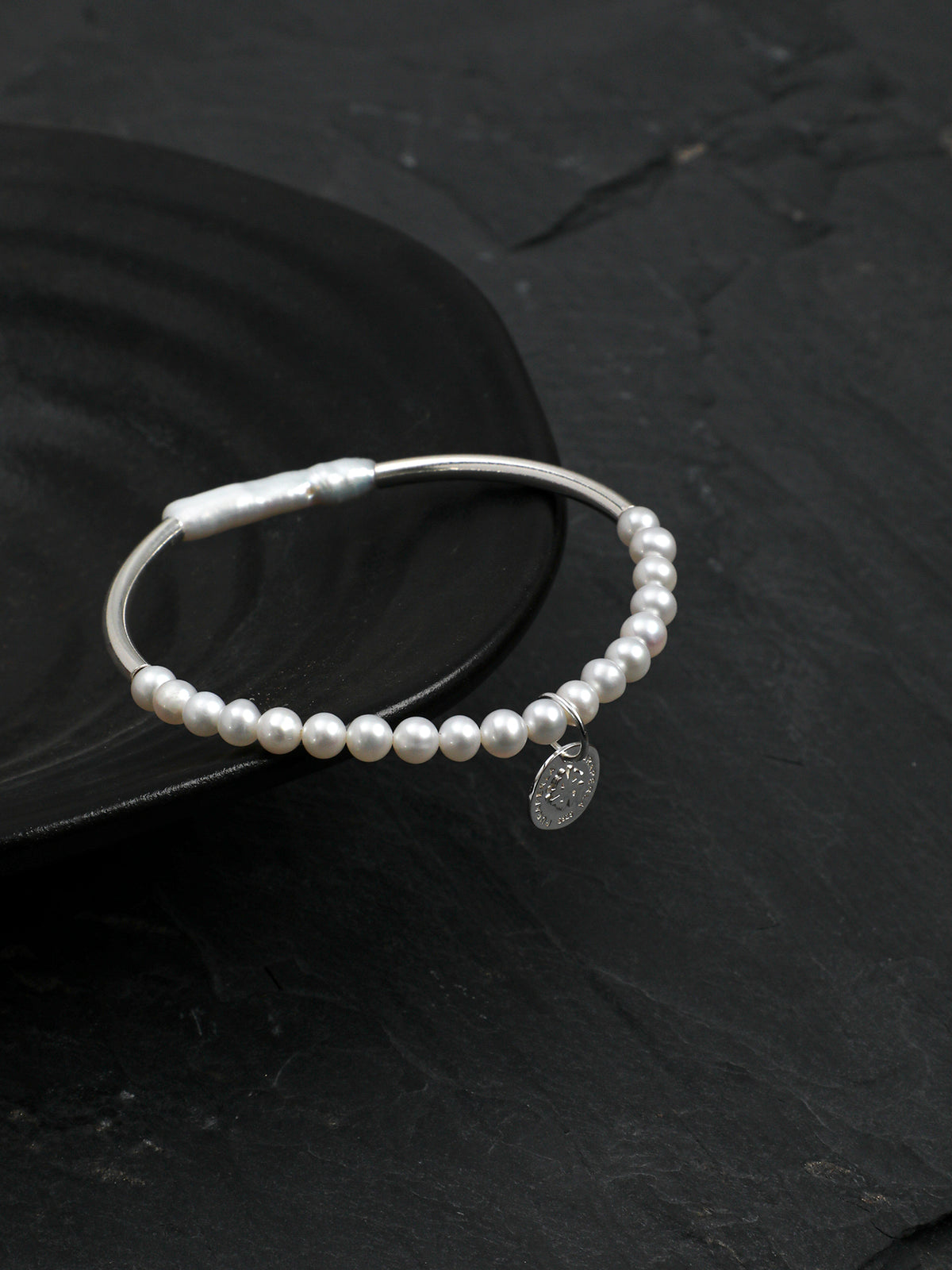 Silver Tube Pearl Bracelet — short seed pearl & S925 Sterling Silver | SENLORE