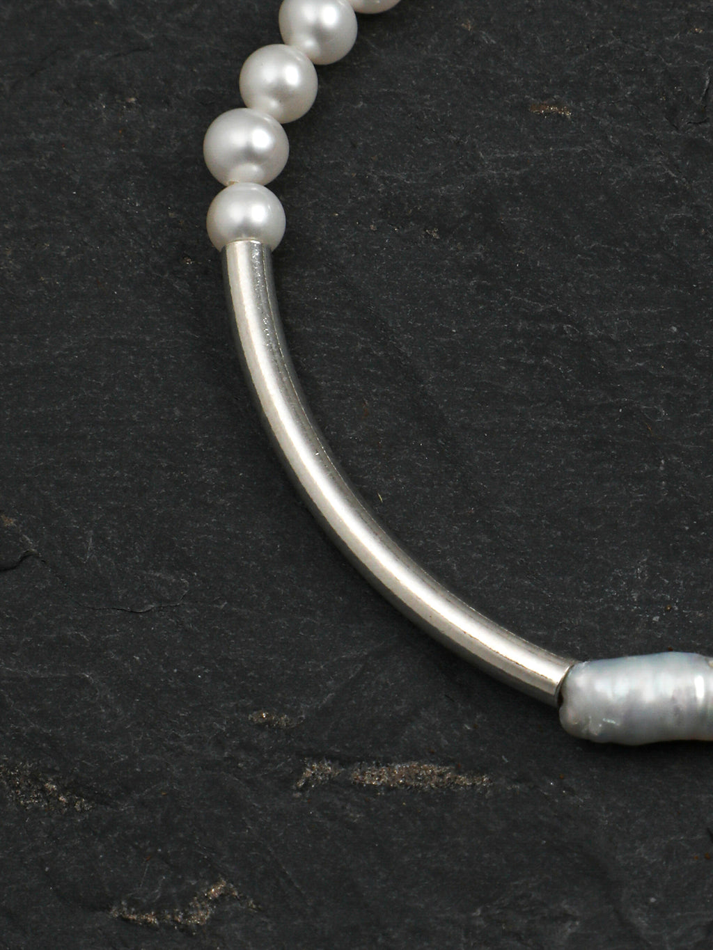 Silver Tube Pearl Bracelet — short seed pearl & S925 Sterling Silver | SENLORE