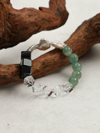 Sugar Cube Crystal & Baroque Jade Bracelet — black agate large cubes, clear quartz large cubes, b... | SENLORE