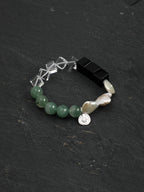 Sugar Cube Crystal & Baroque Jade Bracelet — black agate large cubes, clear quartz large cubes, b... | SENLORE